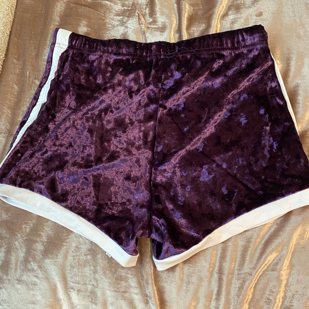 Purple velvet shorts